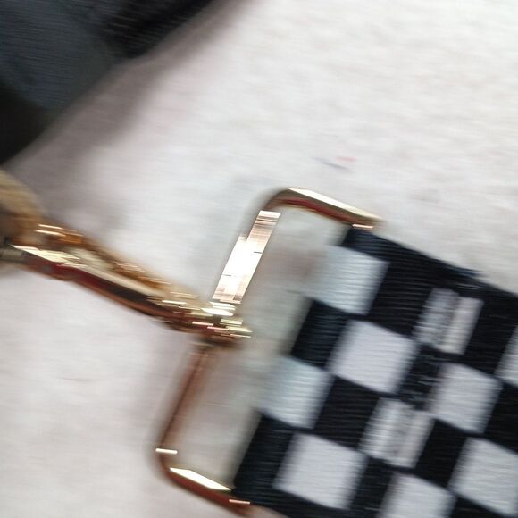 Market & Layne Crossbody Pouch Bag Black w/ Checkered Strap Casual Purse - Picture 15 of 15